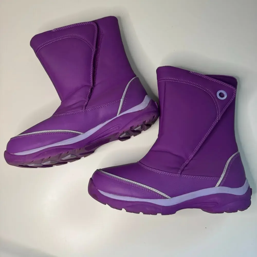 Lands End Girls Purple Waterproof Snow Boots Size 6M Youth Insulated Winter
